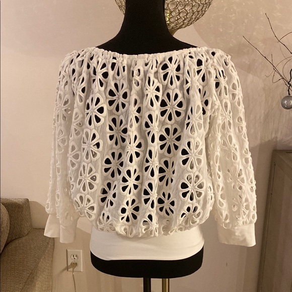 Anne Fontaine White Floral Eyelet Women's Top size 42 - Picture 4 of 5